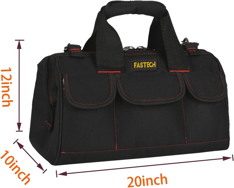 FSATECH 20-inch Heavy Duty Tools Bag with Wide Mouth for Tool Storage, Carrier and Organizer, Tote Bag for Men, Wide Mouth Tote Bag With Inside Pockets (20 Inch) - Image 3